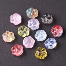 10pcs Bears Paw Shape Colorful Lampwork Glass Loose Beads For Jewelry Making
