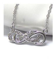 Infinity Eternity Love Forever Crystal Designer-Style Double Infinity Necklace