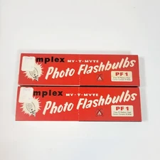 nos AMPLEX MY-T-MYTE PHOTO FLASHBULBS PF1 8 Pack Flashbulbs New In Box Set of 2