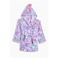 Girl's Gorgeous Hooded Dinosaur Unicorn Robe - Soft Fluffy Dressing Gown  NEW