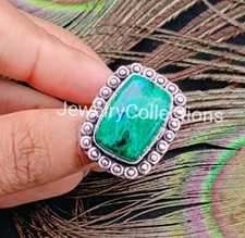 Natural Azurite Malachite 925 Sterling Silver Ring Women Boho Ring B270