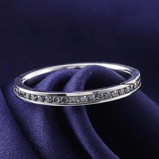 1.5CTW Round Moissanite Full Wedding Eterniyt Band Ring In 14k White Gold Plated