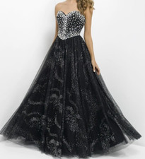 Blush Prom sz 0 BLACK Sparkle Tulle Ball Gown Formal Prom Pageant Dress 5330 NWT