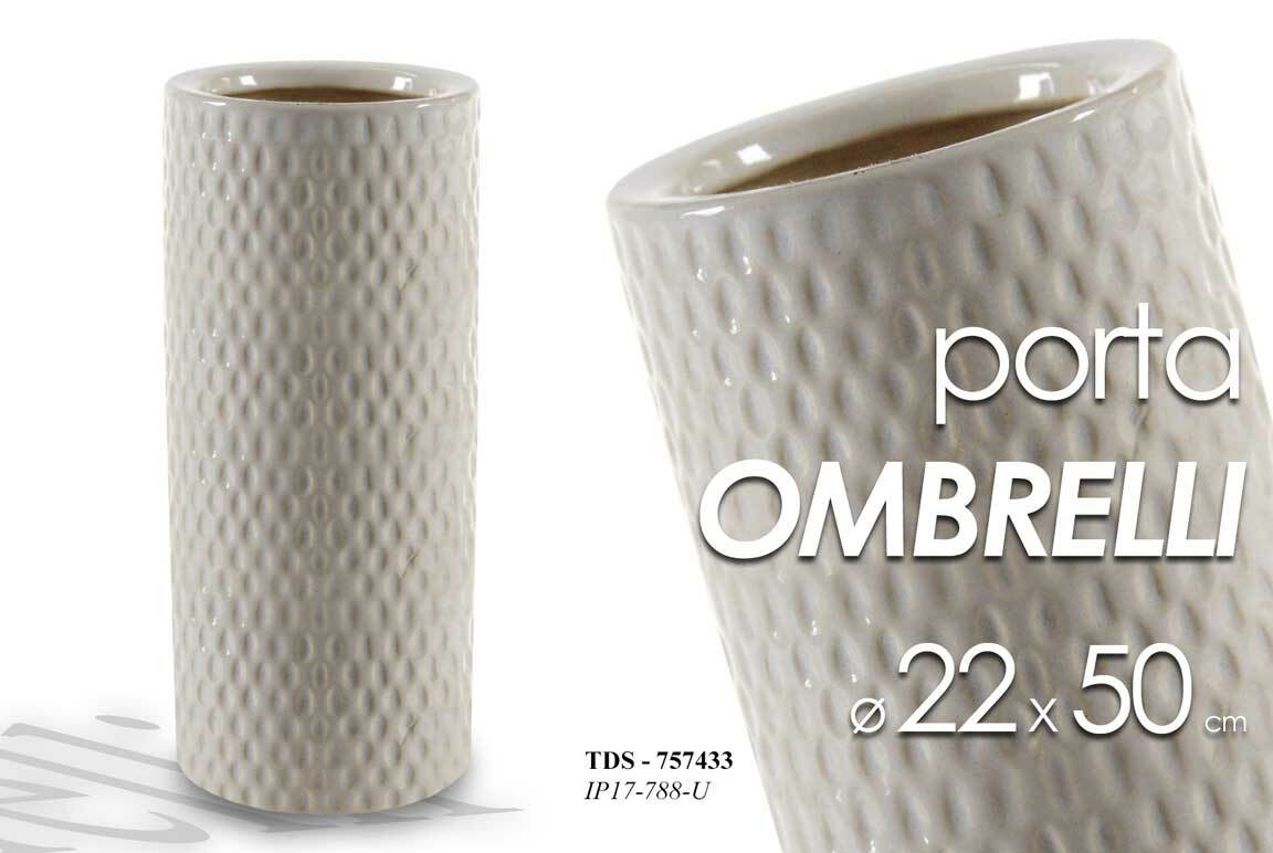 Porta Ombrelli Bianco Decoro Rombi 22x50 cm | Design Moderno TDS-757433
