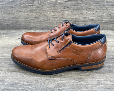 Rieker Trademark Lace Up Leather Oxford Shoes Men's Cognac Brown Size 8 US