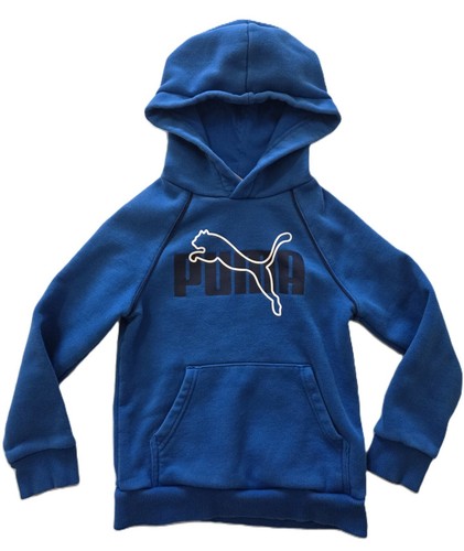 Puma Blue Hoodie w/Front Pockets & Logo Boy Size XS 5/6 - Picture 1 of 3