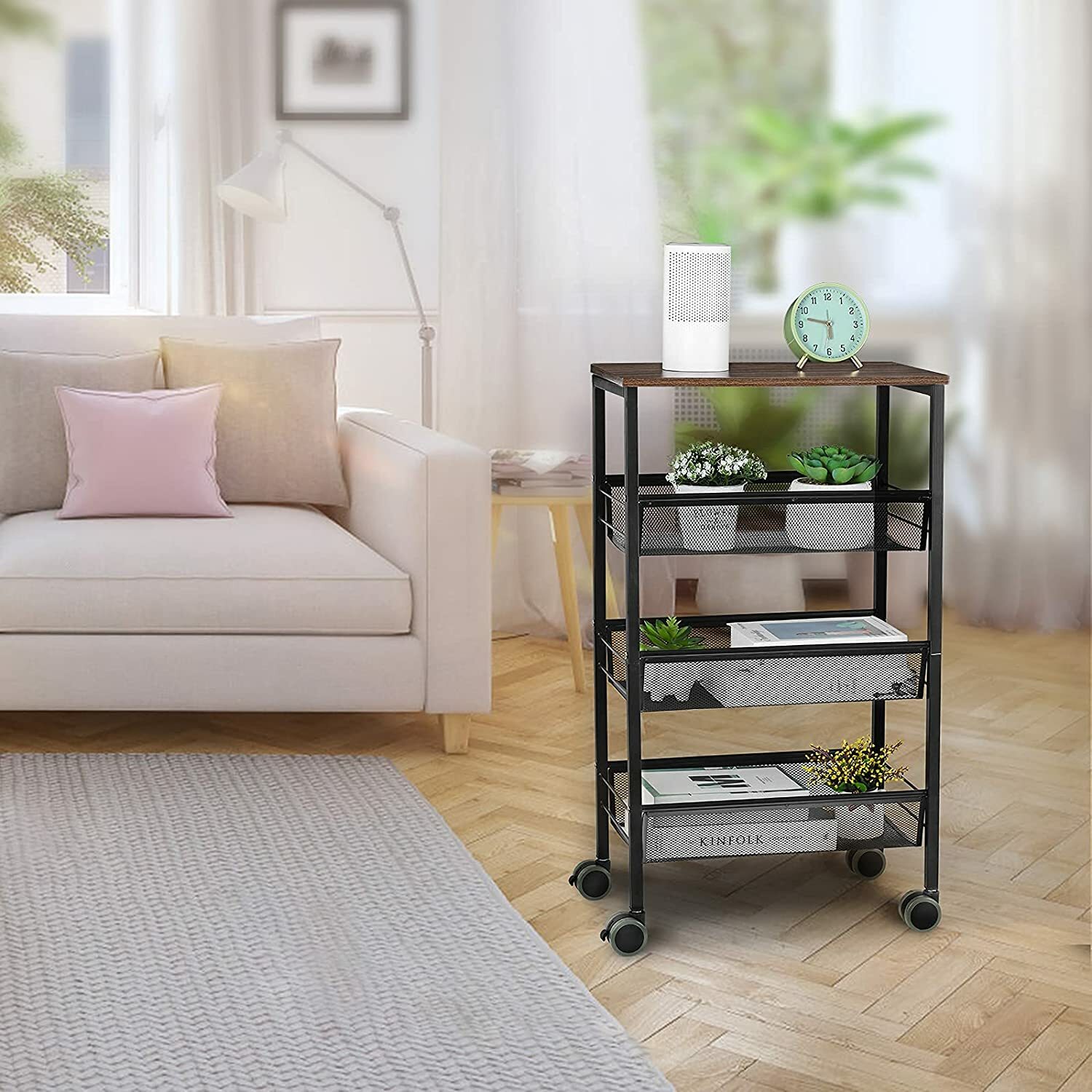 3Tier Kitchen Rolling Microwave Cart on Wheels Utility Workstation