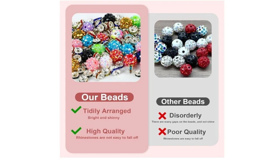 50 Rhinestone Beads and 200 Spacer Beads Beads for Pens Beads for Beadable Pe... - Изображение 4 из 4
