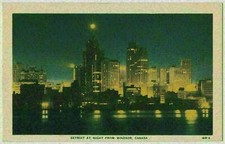 Detroit, Michigan at Night from Windsor, Canada