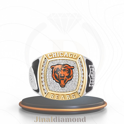 Chicago Bears 1/2 CT Diamond Two-Tone Yellow Gold & 925 Silver Championship Ring