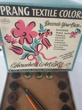 Prang Art Supplies Vintage Textile Colors Paint Box American Crayon Co