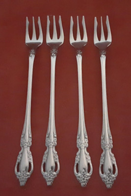 Oneida Deluxe 18/8 stainless Raphael lot of 4 cocktail forks 6'' Mint polished