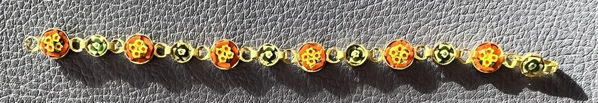 Bracelet Micro-mosaïque Doré Italie - Bijou Occasion - Réf. 96916