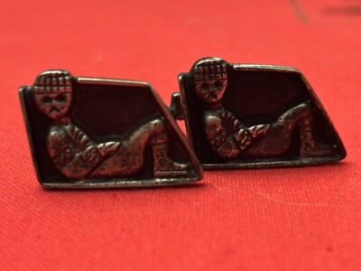 Mexico Sterling Cufflinks JPL Vintage MCM Mayan Man