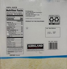 Kirkland Signature Organic Coconut Water, 33.8 Fluid Ounce Pack of 9 