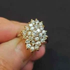 2.50 Ct Round Cut Simulated Diamond Cluster Wedding Ring 14k Yellow Gold Plated