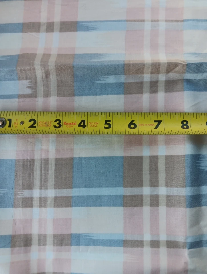 Waverly Sheen Fabric 100% Cotton Pastel Blue Pink Plaid CRYSTAL PALACE 3 Yds VTG - Image 3 of 3