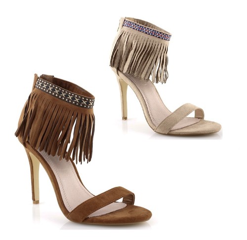 Scarpe Gold \u0026 Gold Sandali donna alti estivi spuntati tacco alto con frange  MK21 | eBay