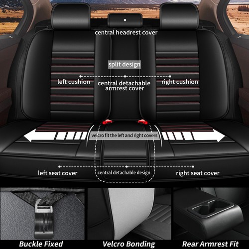 For GMC Acadia 2017-2023 Car Front&Rear Seat Covers 5-Sits PU Leather Full Set - Picture 6 of 7