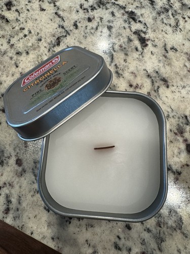 Two Coleman Pine Scented Citronella Candles with Wooden Crackle Wick - 6 oz Tin - Picture 2 of 5