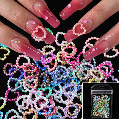 100PCS Love Nail Diamonds Pearly Nail Decoration Multicolored Nail