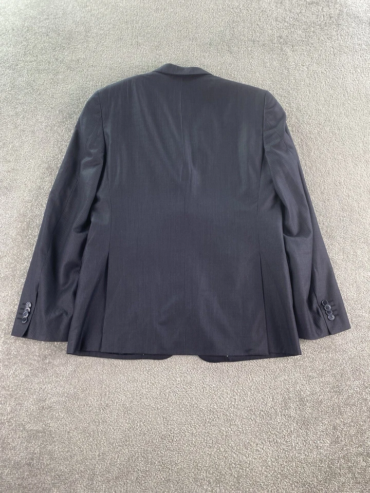 Chaqueta Traje Colección Versace 40 R Azul Marino Lana Seda Rayas Lujo Diseñador Deporte Foto 3 de 4