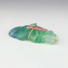 NATIVE AMERICAN ZUNI FLUORITE BEAVER FETISH BY LELAND BOONE & DAPHNE QUAM