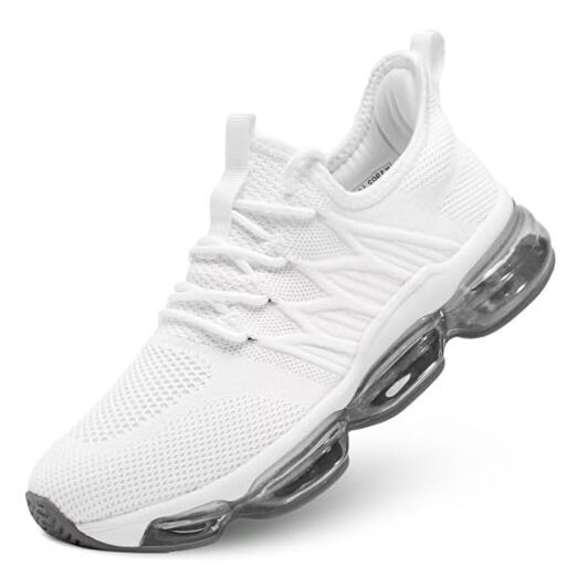 Mens Running Shoes Air Cushion Walking Basketball Sneakers Fashion 8 White-image