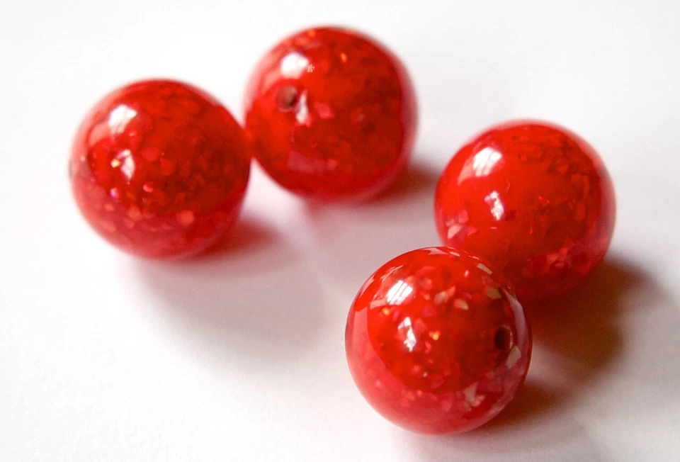 Винтажные красные оранжевые бусины люцит с блестящими включениями ШВАБРЫ 18 мм (4) bds832A - Изображение 2 из 2