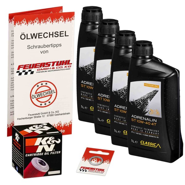 Honda Cb 500 (PC32) 96-03, Classic 10W40 ÖL + K&N Racing ÖLfilter, MotoröL Set-image