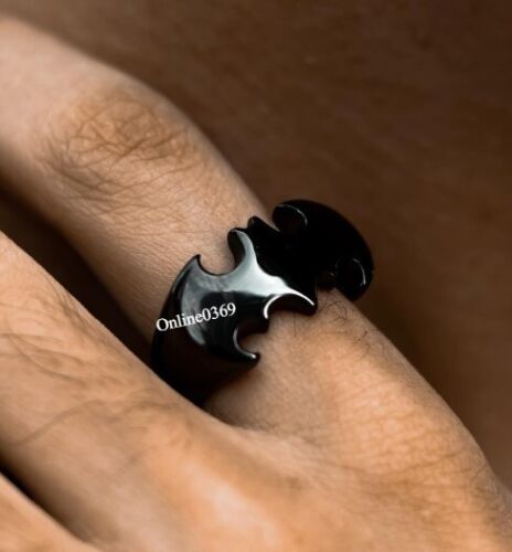 Men's Daily Wear Jewelry Stylish Batman Ring With Enamel Solid Metal 925 Silver - Picture 2 of 5
