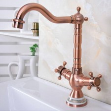 Antique Red Copper Bathroom Kitchen Bar Sink Swivel Faucet Water Tap snf619