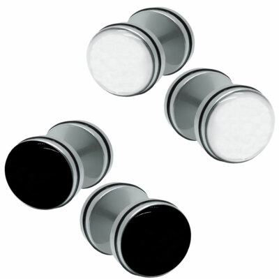 1 Paar Fake Plugs mit oder ohne Gummiring weiß schwarz verschiedene Größen