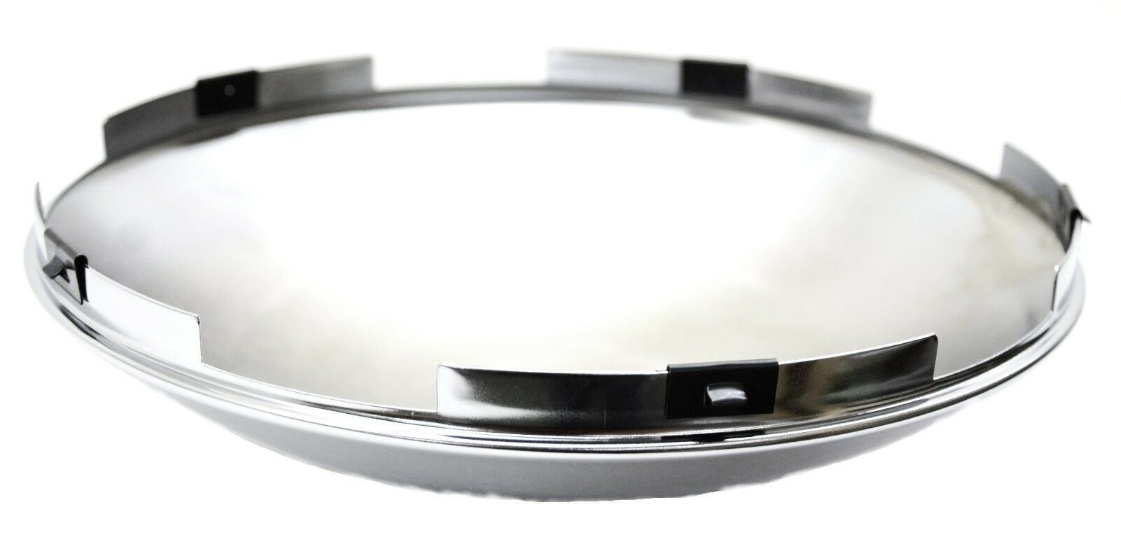 Front Hub Caps for Steel Wheel 5 Even Notches Dome Chrome 7/16" Lip #10514 Pair