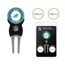 Equipo de Golf NFL Miami Dolphins Divot Herramienta con 3 Marcadores de Pelotas de Golf Juego