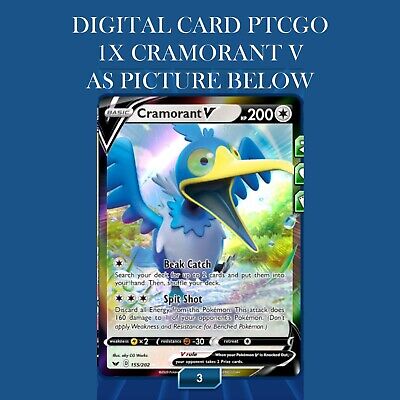 Cramorant V 155/202 for Pokemon TCG Online PTCGO, Digital Card