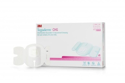 3M Tegaderm CHG Chlorhexidine Gluconate IV Securement Dressings 2.75x3-3/8 In 1