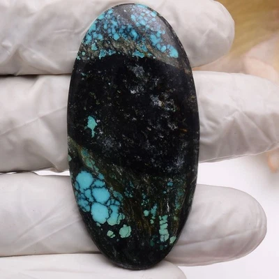 67.00 Cts Natürlich Tibbet Türkis 56mmx28mm Oval Cabochon Unbehandelt Edelstein - Bild 1 von 4