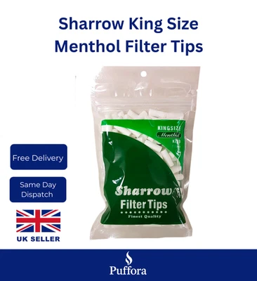 SHARROW King Size Menthol Filter Tips Smoking Premium Quality 5 bags (1000 Tips)