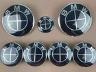 7 Pcs BMW Black 56mm Wheel Center Caps / Hood Trunk Emblems Badge 5x112