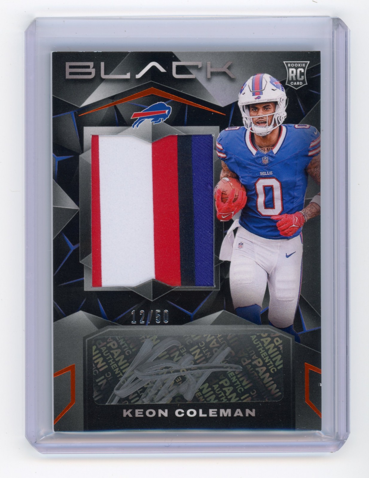 2024 Panini Black Keon Coleman Rookie Patch Autograph Citrine 12/50 #210