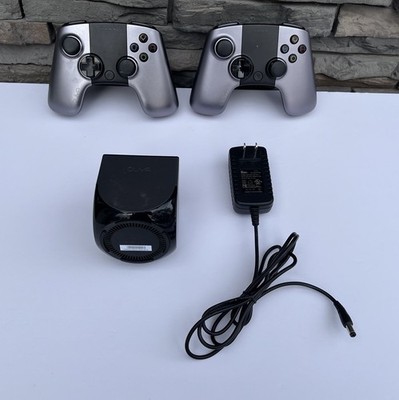 OUYA Game Console W/ 2 Controllers Power Supply & USB Flash Drive Tested & Works