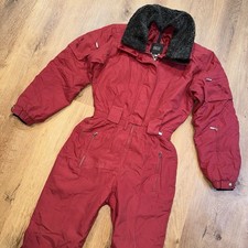 Nils Ski Suit One piece Snowsuit Snow Bib Faux Fur Hood Womens 10 vtg Jumpsuit