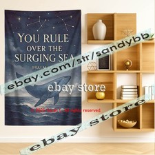 Tapestry Ocean Christian Decor whale wall art Room Aesthetic 39X59 in