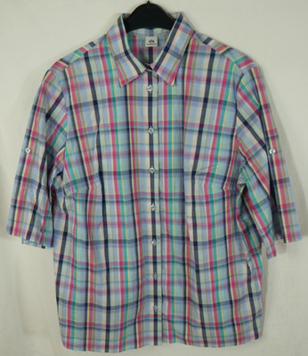 Damen WALBUSCH Traumhafte Bluse Bunt Kariert Baumwolle Edel Größe 46 NEU!