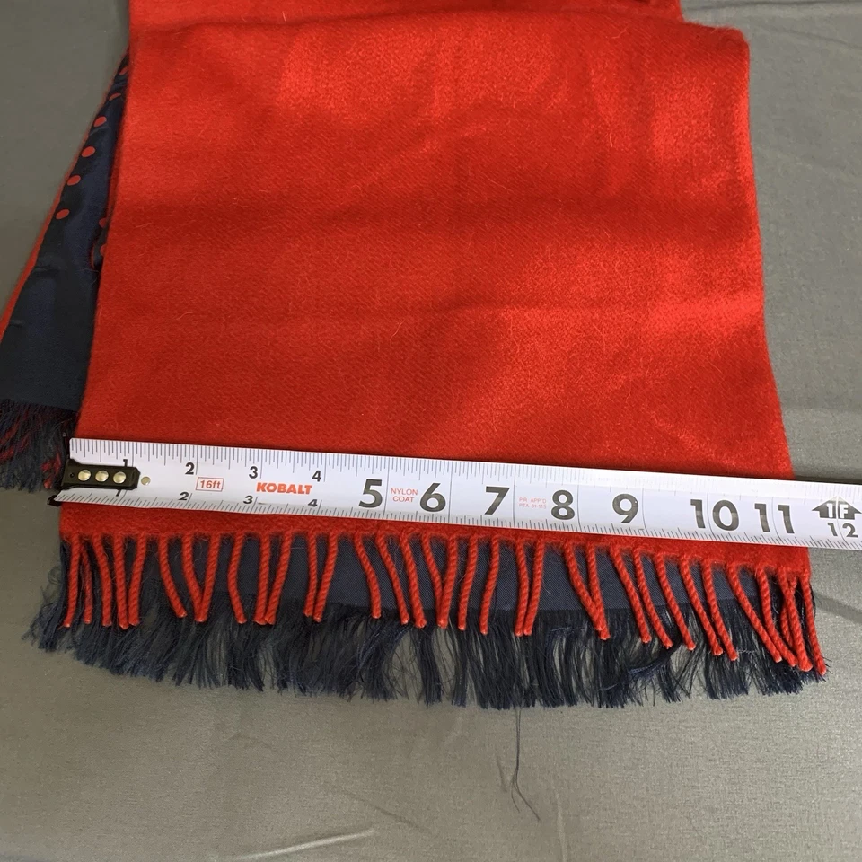 Шарф Turnbull & Asser мужской кашемир Vicuna красный и синий/точечная бахрома Англия - Изображение 4 из 4