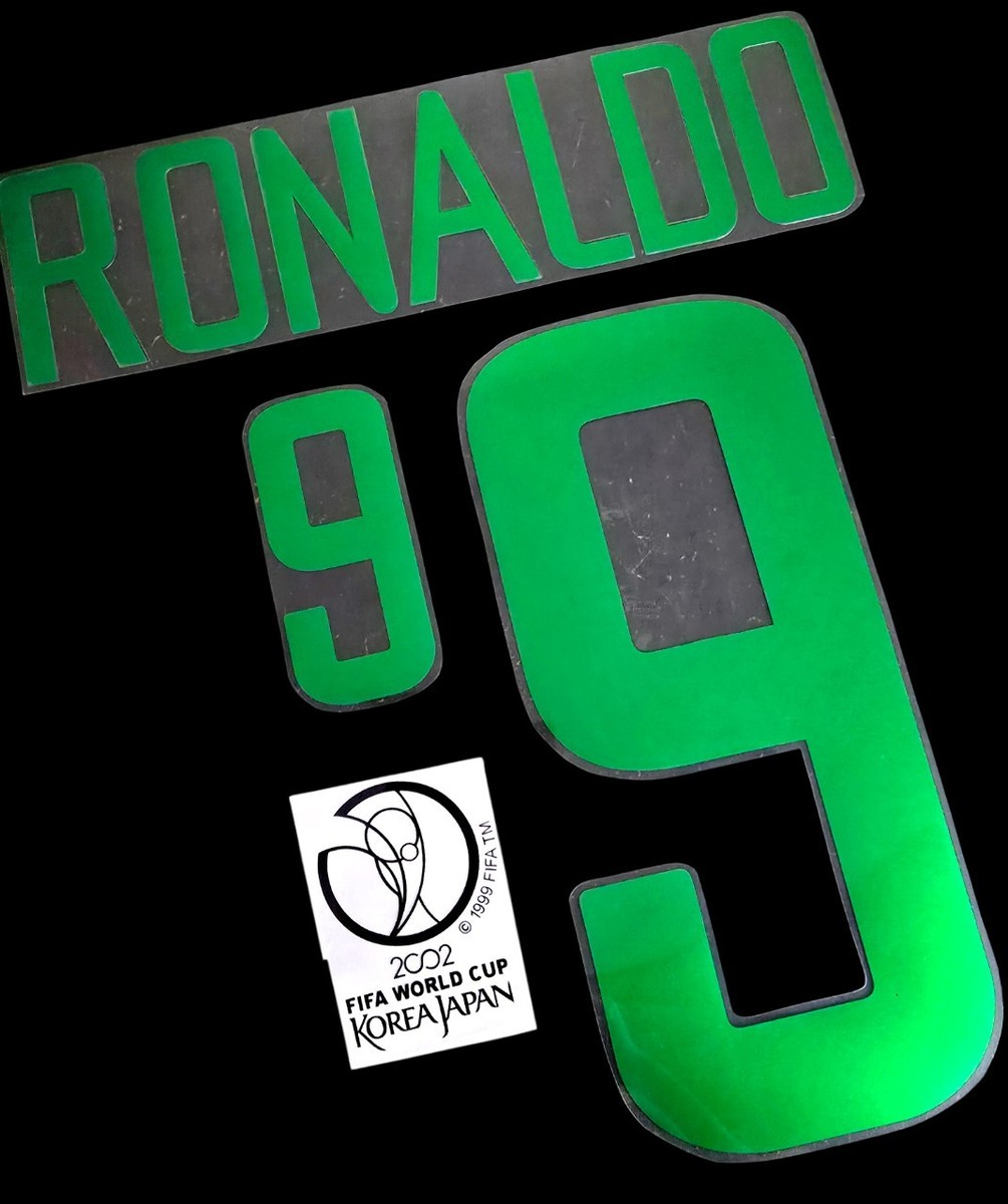 Brazil WC 2002 Ronaldo Metallic Name Set Print With Patch For Home