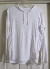 Women’s Layer 8 Pullover Ruched Hoodie Qwik-Dry White LF1224 Size Small-NWT