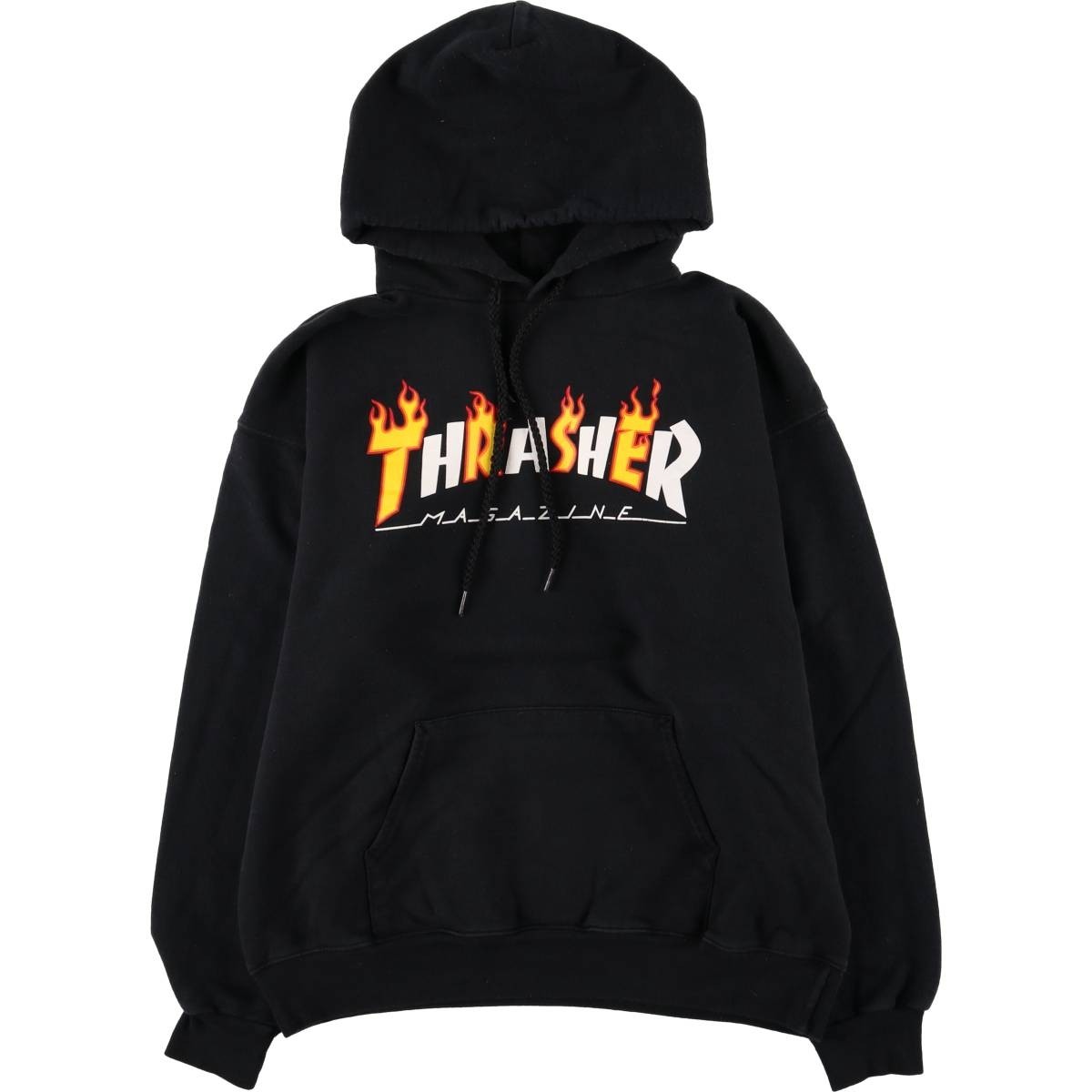Vintage Thrasher Fire Pattern Pullover Hoodie Men… - image 1