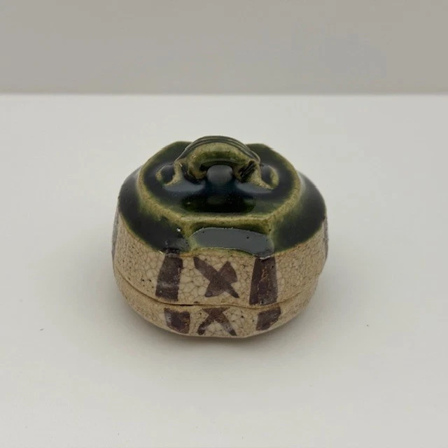 Contenedor de incienso japonés ceremonia del té Kogo Oribe Ware Hajiki con caja de Japón Foto 3 de 4